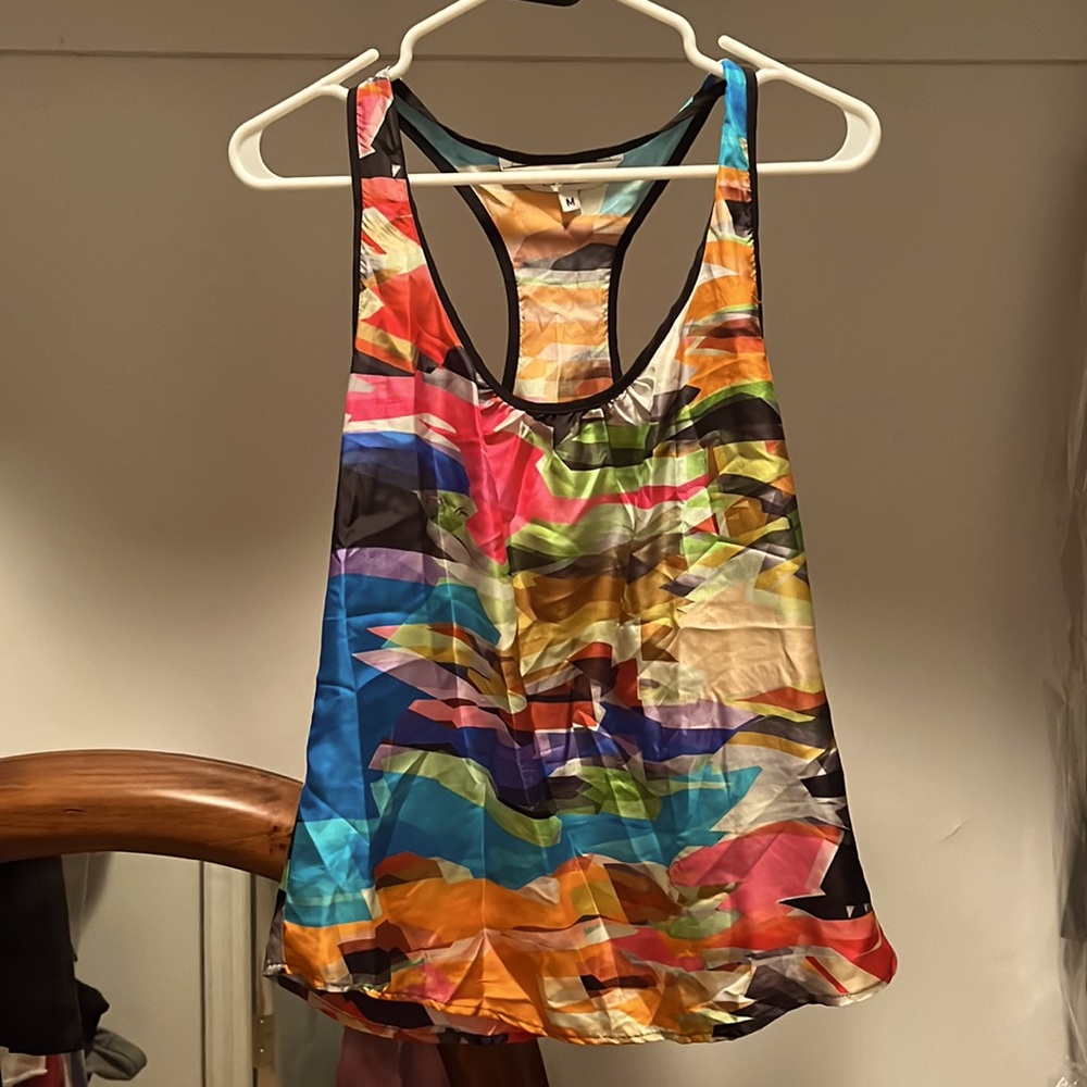 100% Silk Racerback Tank Top - Picture 3 of 3